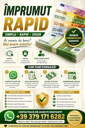 Oferim împrumuturi și investiții de la 10.000 la 75.000.000 persoanelor fizice și juridice.