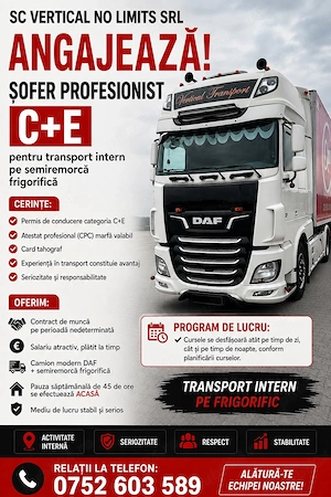 Angajăm șofer profesionist C+E 