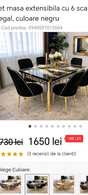 masa extensibila cu 6 scaune