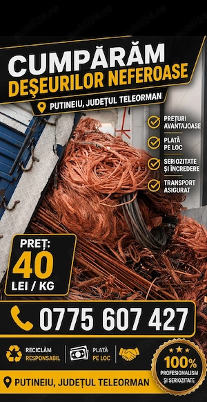 cumpărăm metale fieroase si neferoase.(program lucru: 7-21, nu raspundem la apeluri dupa program)