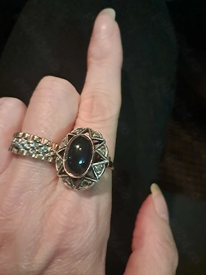 Vand inel din aur 14 k cu safir natural si diamante naturale