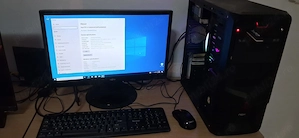 Sistem PC Office complet: unitate + monitor, tastatură și mouse