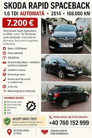 vând Skoda rapid 