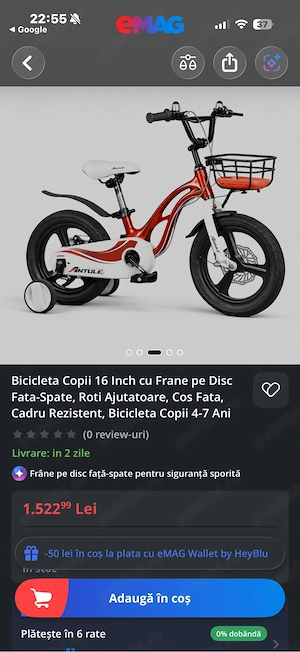Bicicleta Antule copii 12"varsta 2-4 ani