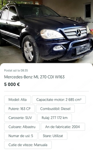 Mercedes Benz  ML 270 DCI W163