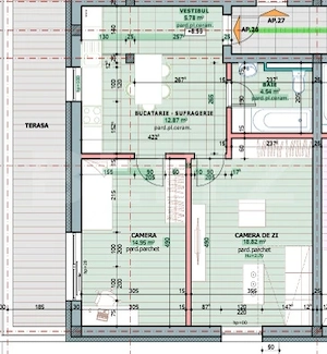 Apartament 2 camere, 56.96 mp + balcon 17 mp, zona Tudor - imagine 2
