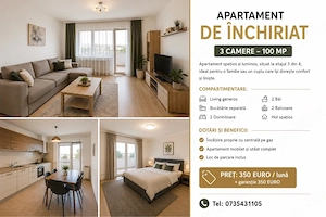 Apartament 3 camere, Centrala pe gaz, decomandat, de inchiriat in zona Aradul Nou