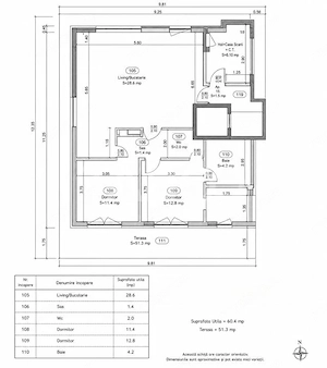 Apartament tip penthouse de vanzare 3 camere 2 bai - terasa mare - imagine 9