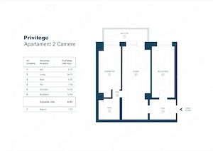 Apartament 2 camere | 64,8 mp utili + balcon 7,2 mp | Bloc Privilege | Etaj 1 | Ultimul Leu - imagine 9
