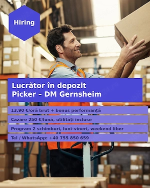  Lucrător în Depozit (Picker) in Gernsheim Germania 