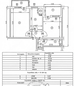 ***PROPRIETAR*Apart. 2 camere*Decomandat*60 Mp*Et. 5   10*Constr. 1985*Sud*Bdl. Bucuresti*** - imagine 9