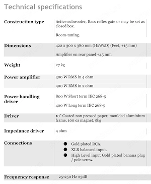 XTZ W10 Subwoofer ACTIV Putere MAXIMĂ 800W și 400W RMS Made in Sweden 30Kg - imagine 5