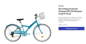 Vand Bicicletă polivalentă Original 500 24''Albastru Copii 9-12 ani