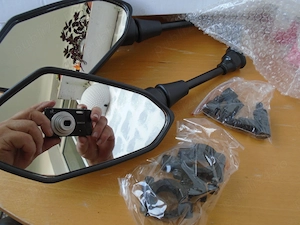 Set 2 Oglinzi Moto ATV Scuter Ghidon 8mm 10mm – Kit Montaj Complet, Noi - imagine 4