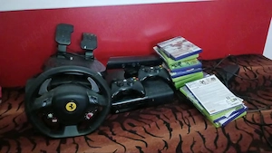 Vând XBOX360+Kinect+2 controllere+volan+pedale+28 jocuri (din care 13 jocuri kinect)+cablu HDMI