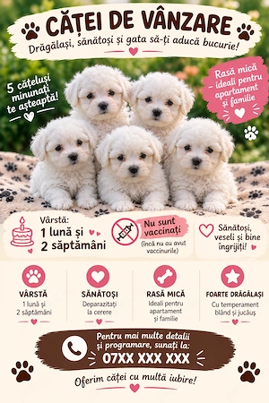 4 Cățeluși și o cățelușa de vânzare!