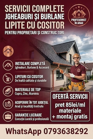Jgheaburi și burlane,cositor , reparatii acoperisuri 