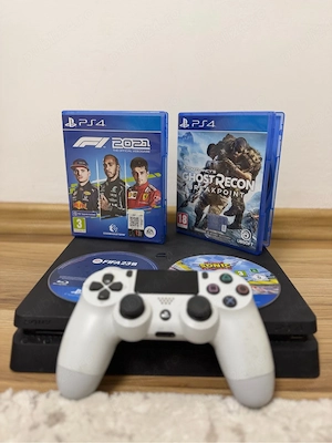 PlayStation 4 Slim-500 gb+controller+ 4 jocuri