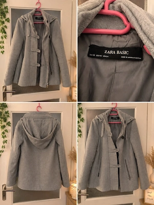 Jachetă Zara Basic XS   gri, cu glugă