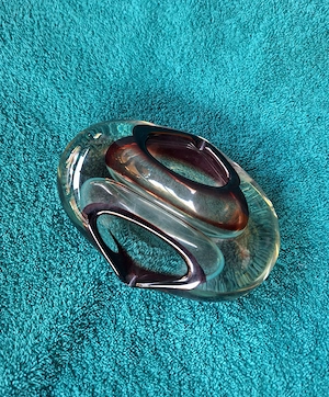 Bibelou cristal rubin scrumiera colectie vintage old