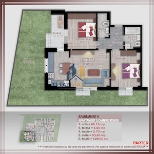 3 Cam-Gradina proprie 55mp,Bloc Boutique,Metrou Teclu-,1/2 Parcare - imagine 3