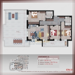 4 Camere173 Mp Terasa,Stil Boutique,1/2 Parcare, Pallady-Metrou Teclu - imagine 3