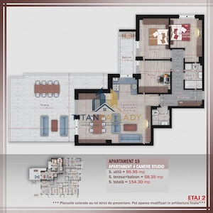 4 Camere154 Mp Terasa,Stil Boutique,1/2 Parcare, Metrou Nicolae Teclu - imagine 8