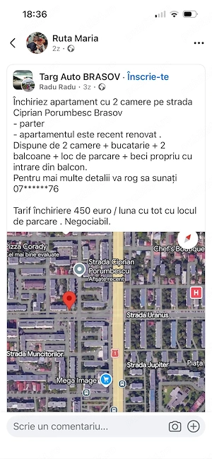 Închiriez apartament 2 camere 
