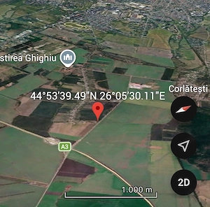 Teren intravilan 346 mp Ghighiu   colț, acces DJ101D + drum asfaltat - imagine 3