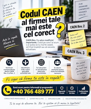 Actualizare CAEN REV. 3   SRL   PFA -   Asistență Registrul Comerțului