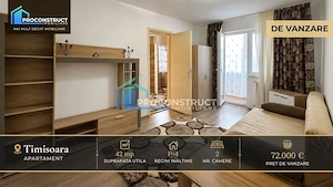 Apartament cu 2 camere – Zona Sagului | 42 mp | Etaj 1 | 72.000 EUR