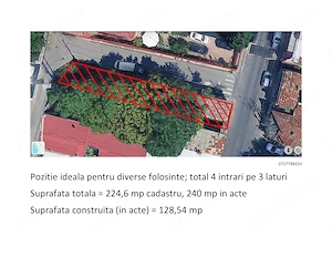 Sector 1 | 240 mp acte   224,6 mp cadastru | Deschidere pe 3 laturi | cca. 50 m front stradal | Lâng