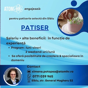 Angajăm Patiser pentru patiserie selecta din Sibiu