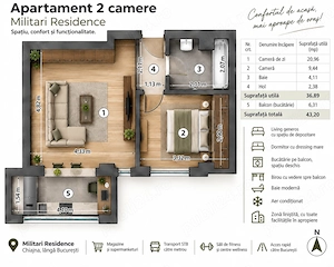 Apartament 2 camere de inchiriat   Militari Residence - imagine 10