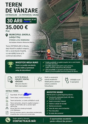 TEREN de vânzare   30 ARI  | Gherla