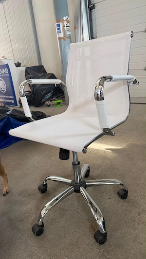 Scaune de birou ergonomice Kring Lear, PU, albe   4 bucăți