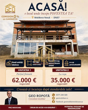 Casa DUPLEX P+1+M in Moldova Noua