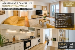Inchiriez apartament 2 camere PREMIUM | ULTRACENTRAL Vaslui | 60 m  | Proprietar