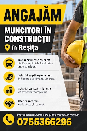 Angajam lucratori in constructii cu fara experienta
