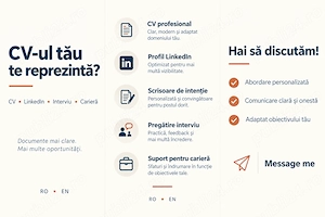 CV profesional în 24 48h | LinkedIn | Scrisoare de intenție | RO & EN