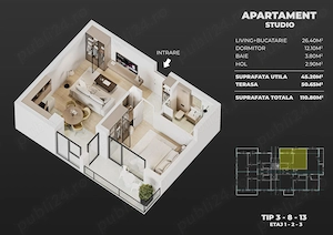 Studio nou de vânzare | 51 mp | Strada Leordeni, Popești-Leordeni | Comision 0%