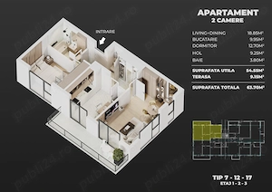 Apartament 2 camere decomandat | Strada Leordeni, Popești-Leordeni | Comision 0%