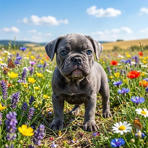 Pui Bulldog Francez băiețel blue cu ochii albaștrii  - imagine 3