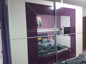 Dressing Premium   Şifonier Generos la Comandă (2.6m x 2.2m)   Design Modern Mov Alb, Oglindă & Uși 