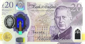 Bancnote straine - ANGLIA - 20 lire 2023 - King Charles - polymer -UNC