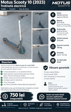 trotineta electrica motus scooty 10 2023