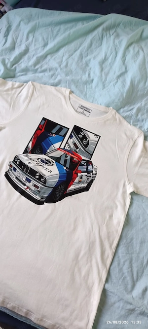 Tricou Alb Grafic BMW M3 E30 (Ursulet) DTM Warsteiner - Mărimea L