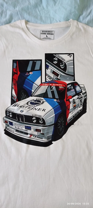 Tricou Alb Grafic BMW M3 E30 (Ursulet) DTM Warsteiner - Mărimea L - imagine 7