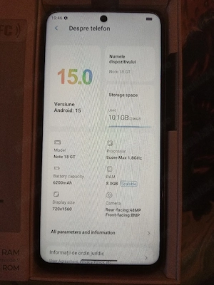Note 18 GT, display 7.2" HD+,  20 GB RAM, 256GB memorie interna, baterie 6200mAh, NOU - imagine 3