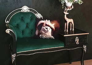 Banchetă Vintage Baroc din Lemn Masiv și Catifea Verde Smarald 